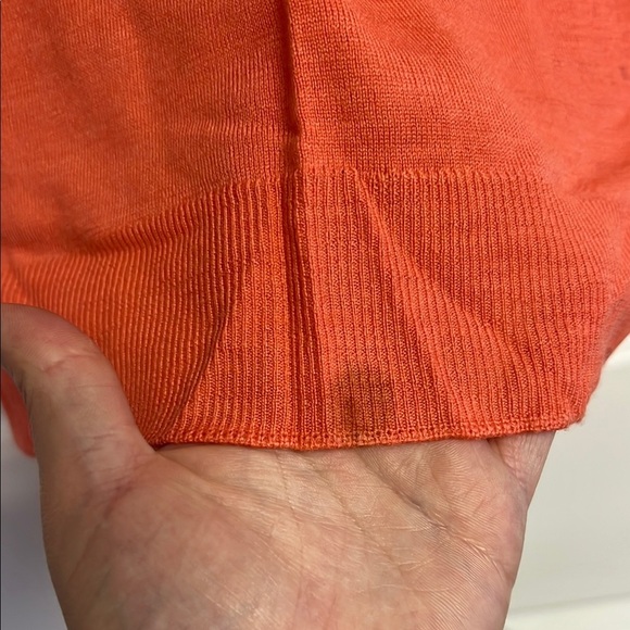 Vintage Lansea 100% Wool Orange Short Sleeve Sweater - Picture 4 of 5